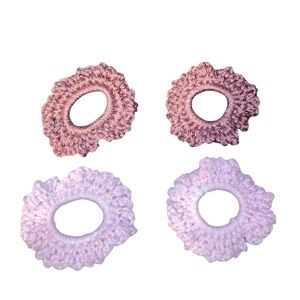 Set of Four Pink Crochet Hair Scrunchies